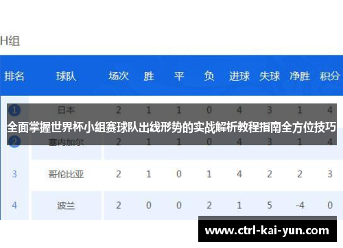 全面掌握世界杯小组赛球队出线形势的实战解析教程指南全方位技巧 全面掌握世界杯小组赛球队出线形势的实战解析教程指南全方位技巧