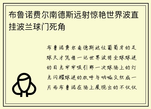 布鲁诺费尔南德斯远射惊艳世界波直挂波兰球门死角 布鲁诺费尔南德斯远射惊艳世界波直挂波兰球门死角